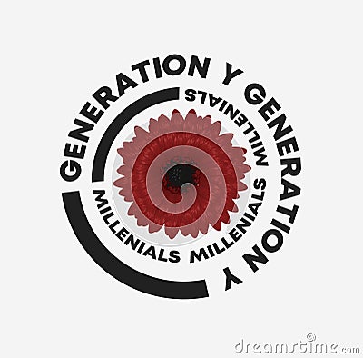 Generation Y slogan dahlia illustration. Perfect for home decor such as posters, wall art, tote bag, t-shirt print, sticker. Vector Illustration